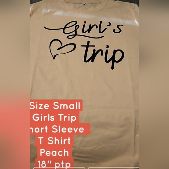 Girls Trip  Graphic Size Small 18" PTP 25 " Length  Peach Pink Color nwot - Picture 9 of 9
